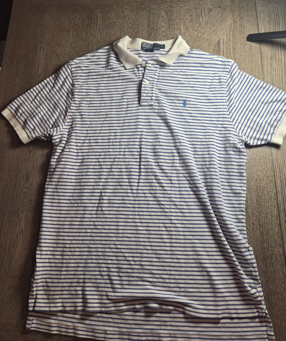 Ralph Lauren White Polo with Light Blue Stripes
